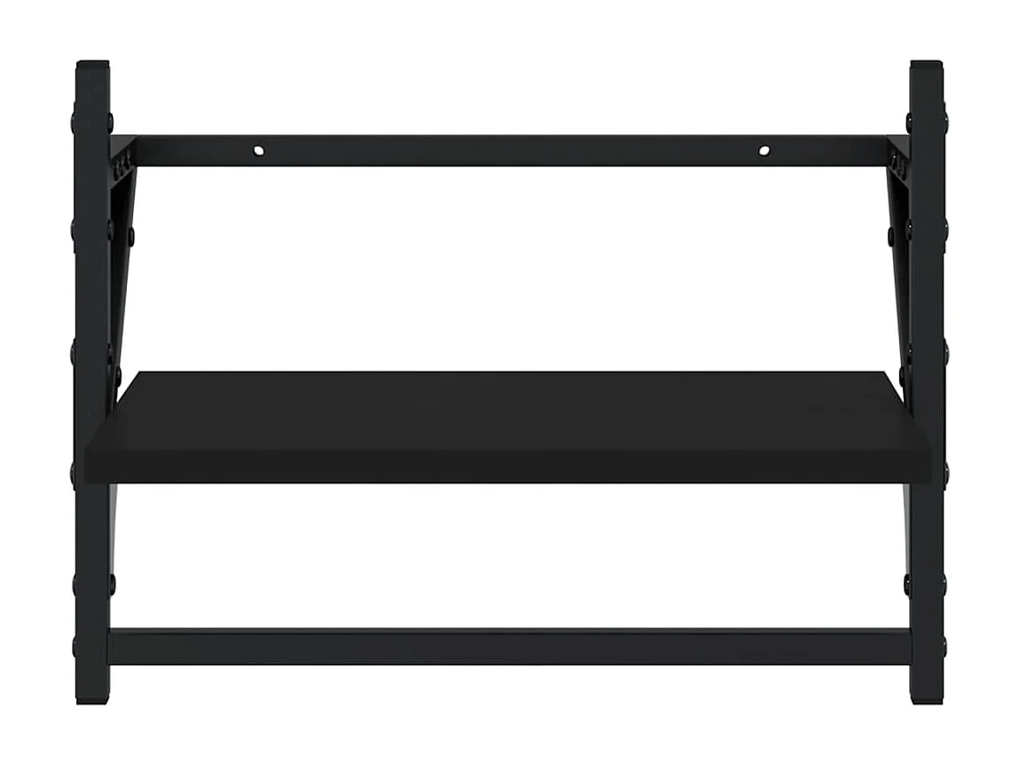 Étagères murales avec barres 2 pcs noir 40x25x30 cm