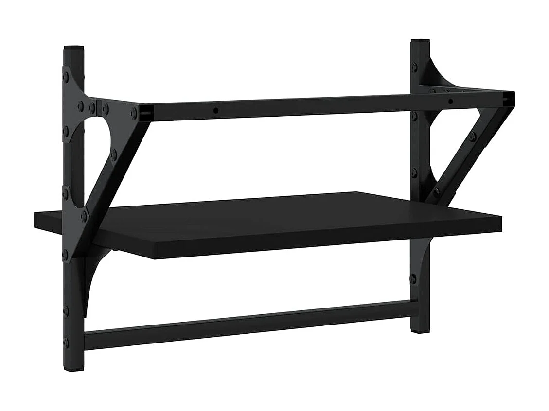 Étagères murales avec barres 2 pcs noir 40x25x30 cm