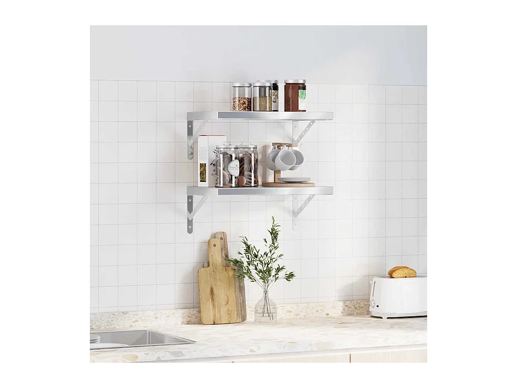 Étagères murales 2 pcs 50x30 cm argenté acier inoxydable