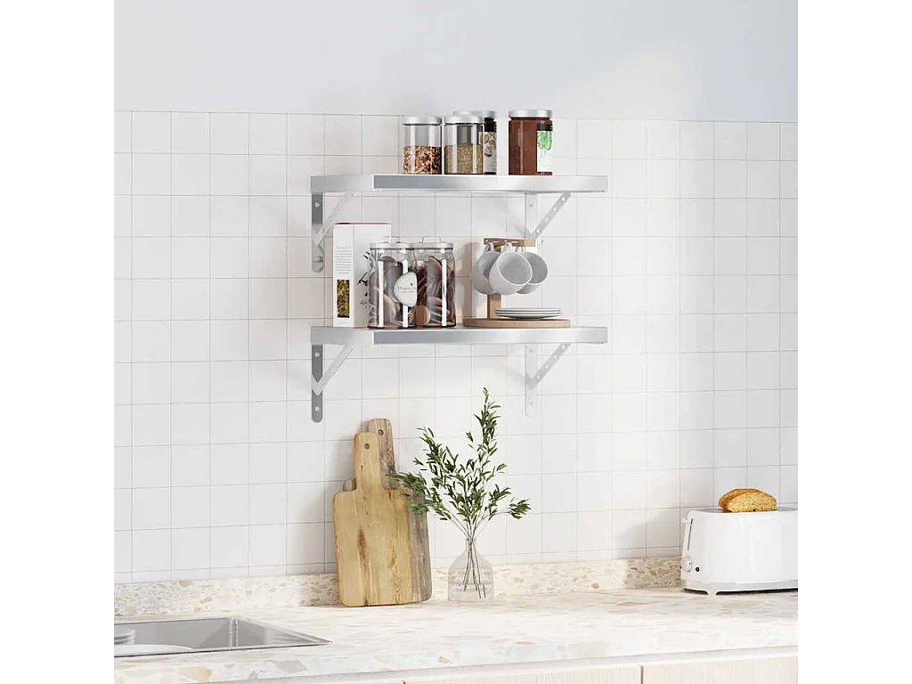 Étagères murales 2 pcs 50x30 cm argenté acier inoxydable