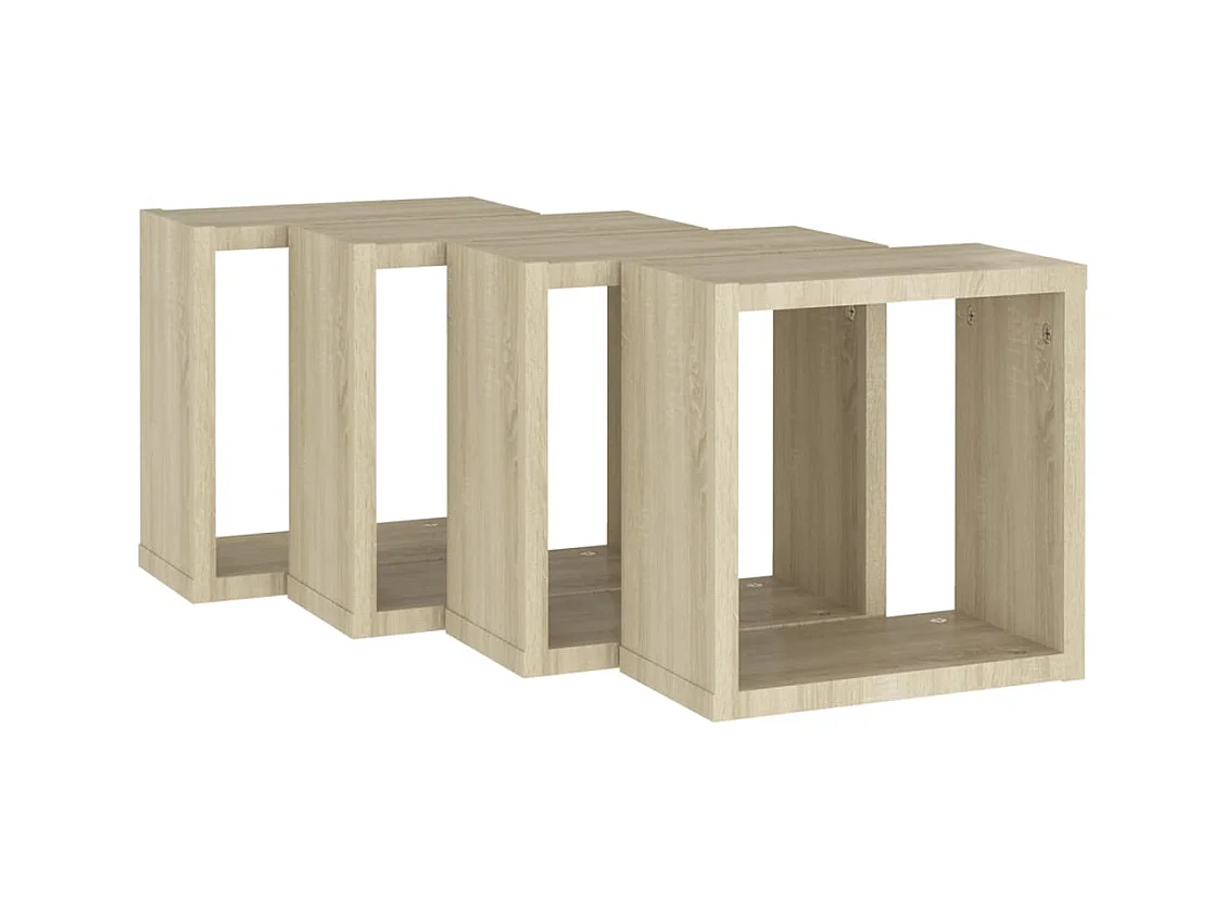 Mensole a cubo da parete 4 pezzi Rovere Sonoma 30x15x30 cm