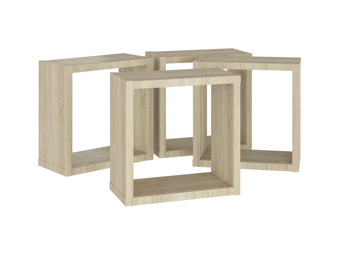 Mensole a cubo da parete 4 pezzi Rovere Sonoma 30x15x30 cm