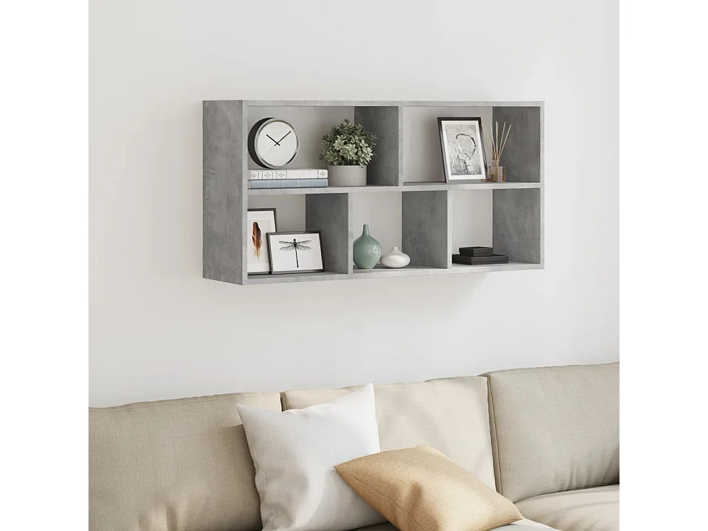 Estante de pared de hormigón gris 100x25x50 cm madera de ingeniería