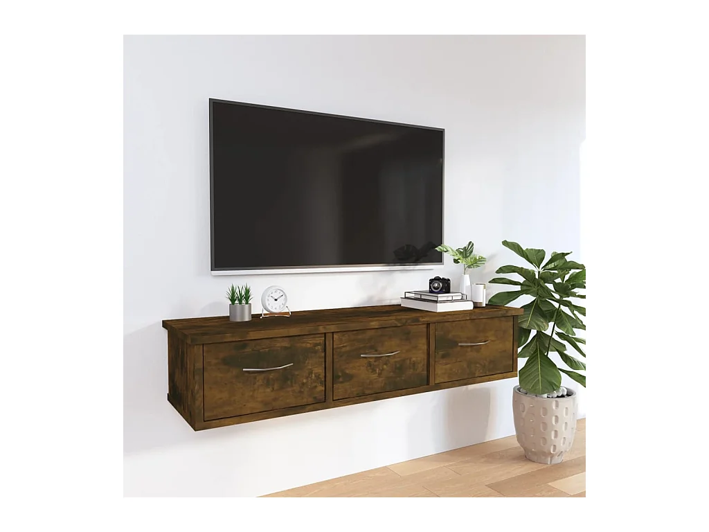 Mobiletto da parete Rovere affumicato 88x26x18,5 cm Legno composito