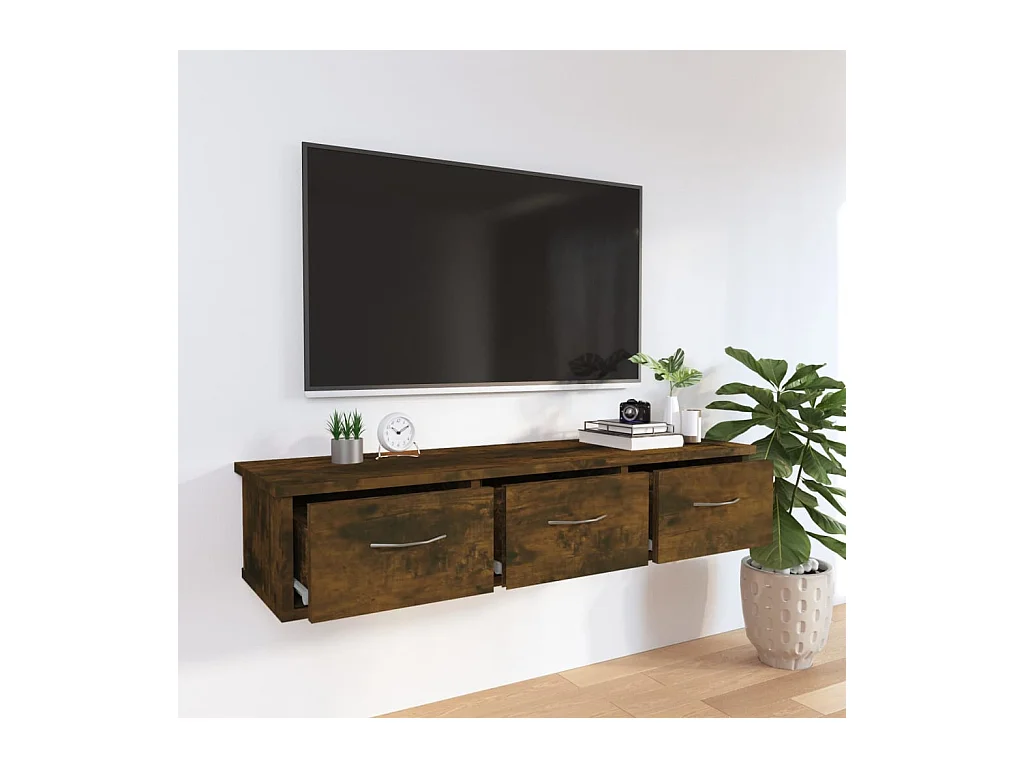 Mobiletto da parete Rovere affumicato 88x26x18,5 cm Legno composito