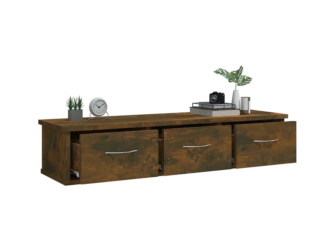Mobiletto da parete Rovere affumicato 88x26x18,5 cm Legno composito
