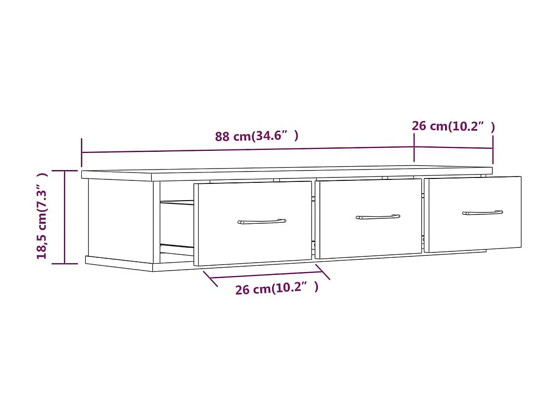 Wandkast Gerookt eiken 88x26x18,5 cm Technisch hout