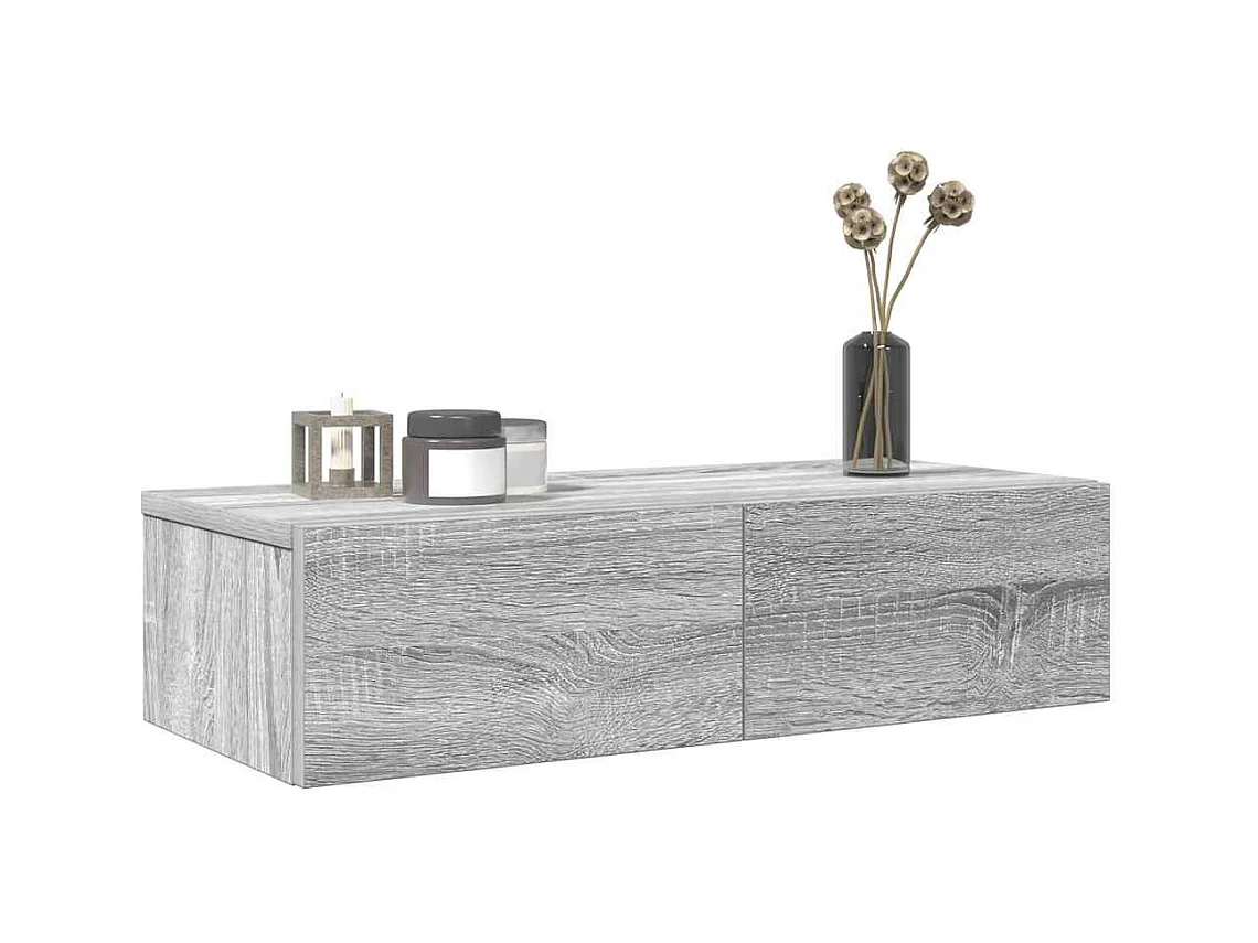 Mensola da parete in legno ingegnerizzato grigio Sonoma con cassetti
