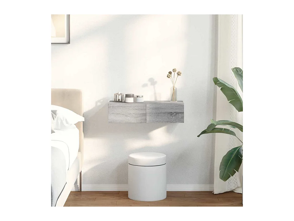 Mensola da parete in legno ingegnerizzato grigio Sonoma con cassetti