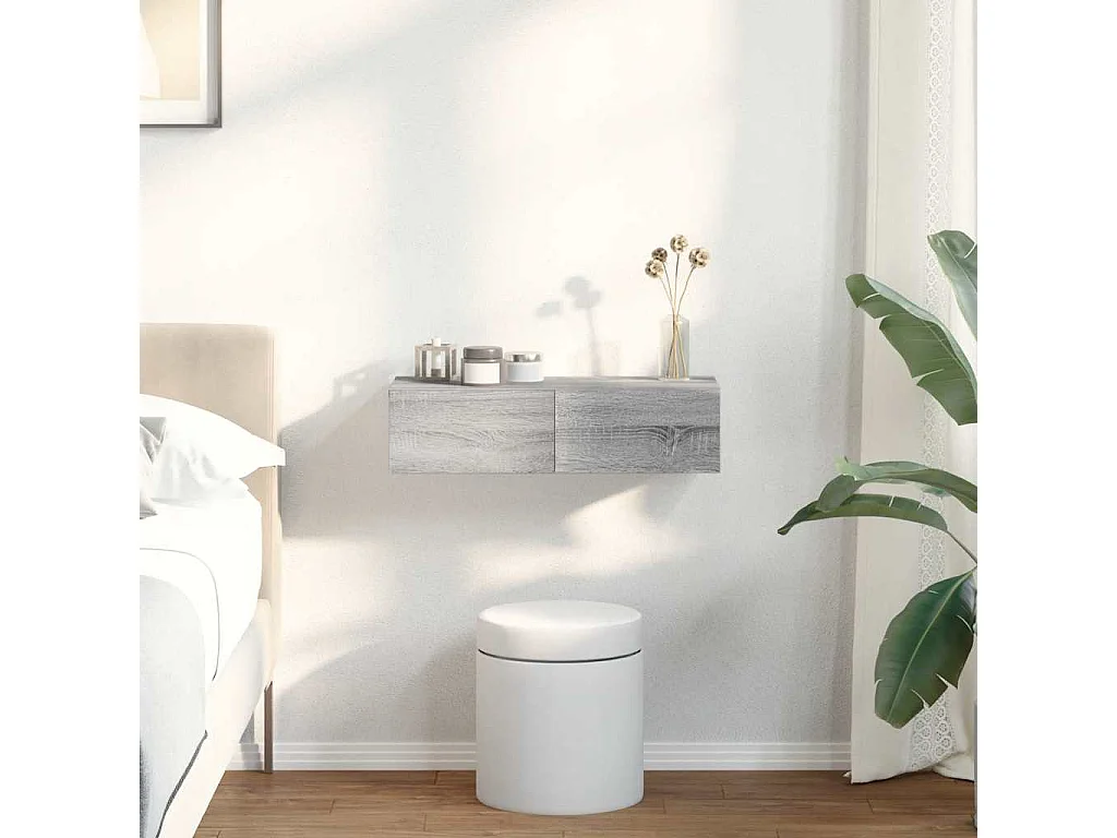 Étagère murale avec tiroirs sonoma gris bois d'ingénierie