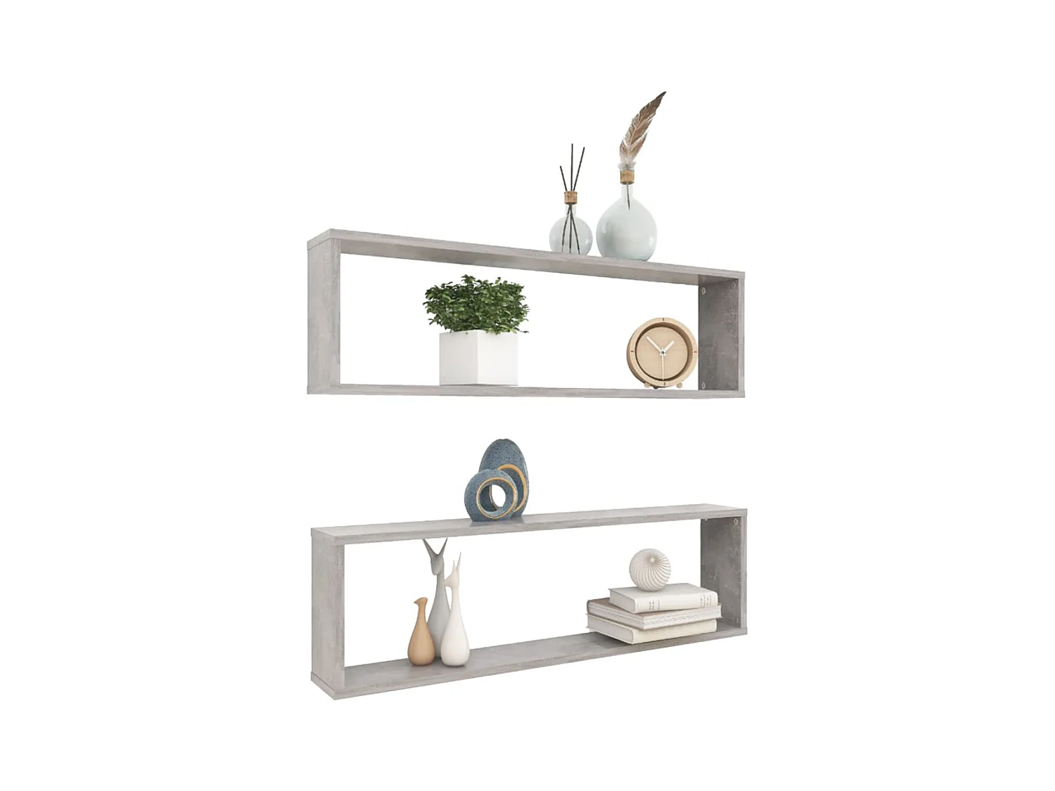 Étagères cube murales 2 pcs gris béton bois d'ingénierie