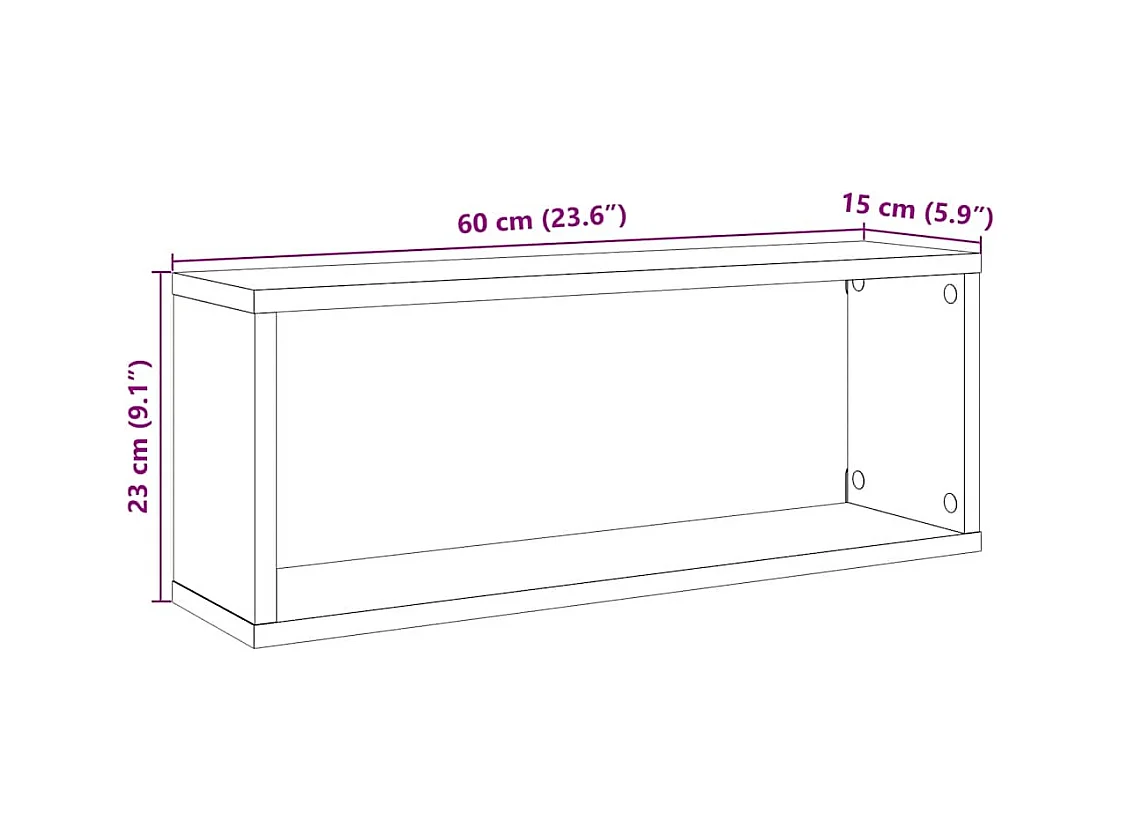 Étagères cube murales 4 pcs chêne artisanal 60x15x23 cm