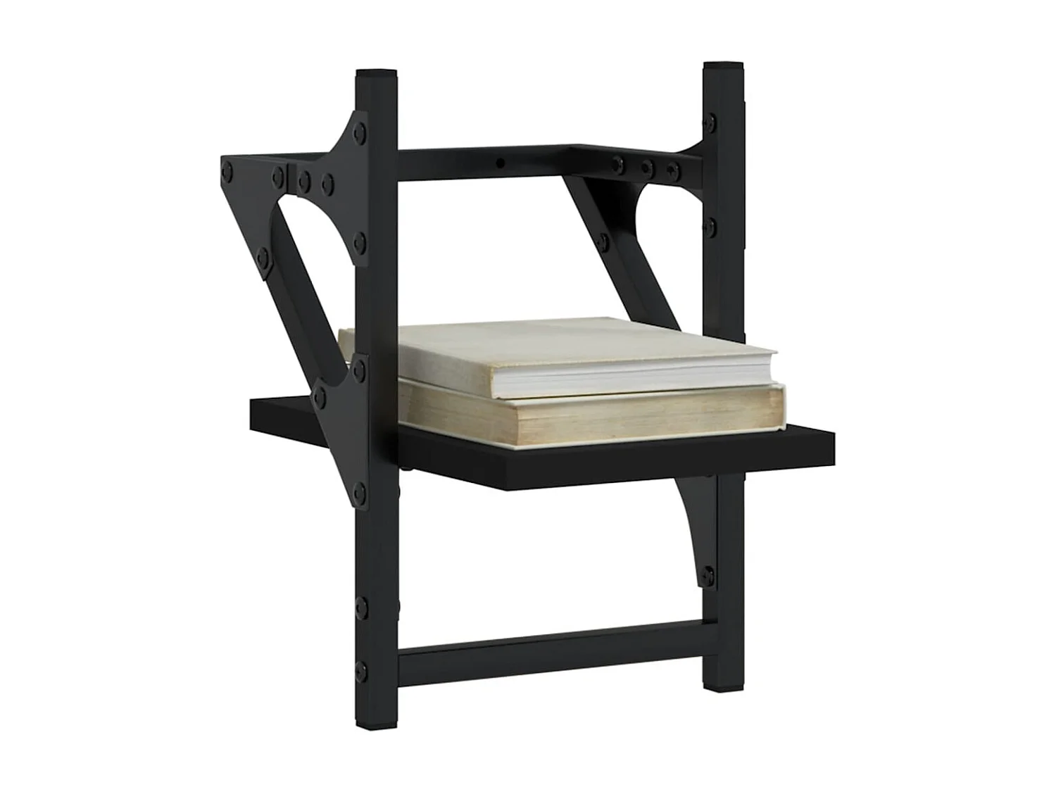 Mensole da parete con barre 2 pz nere 20x25x30 cm