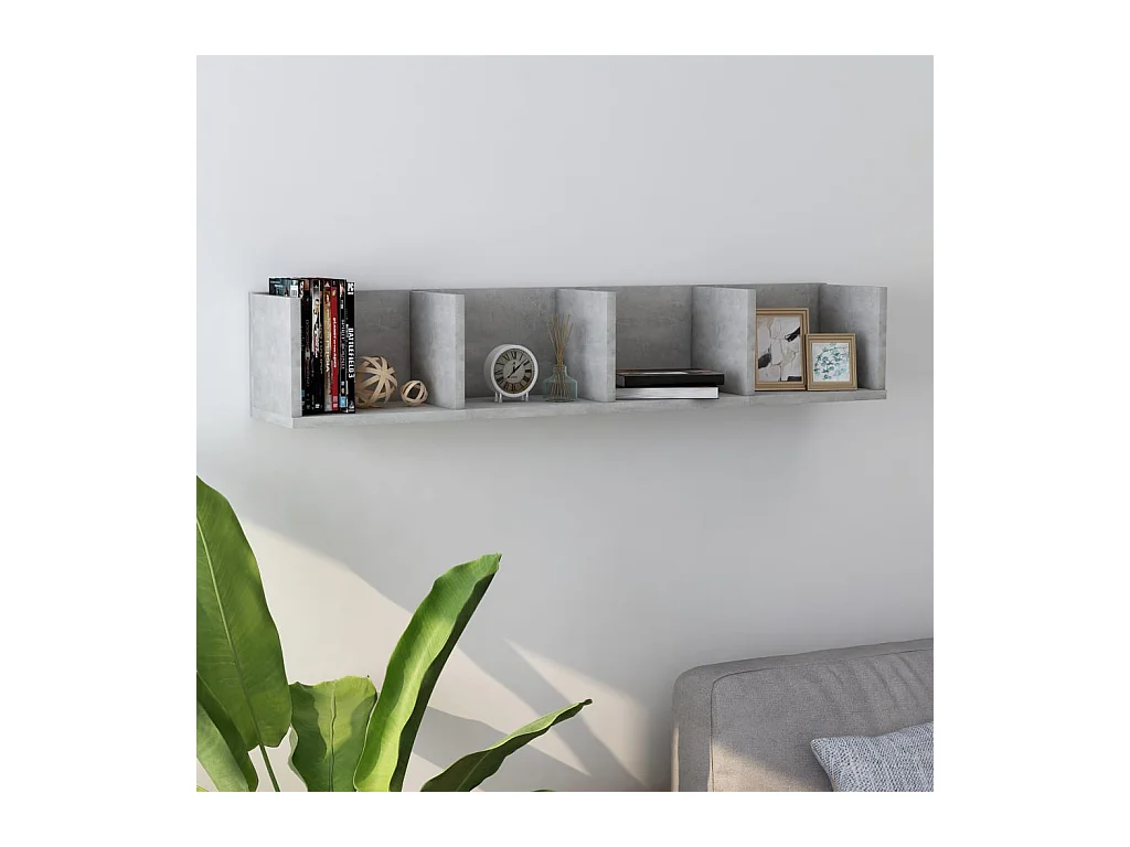 Betongrijze CD-wandplank 100x18x18 cm bewerkt hout