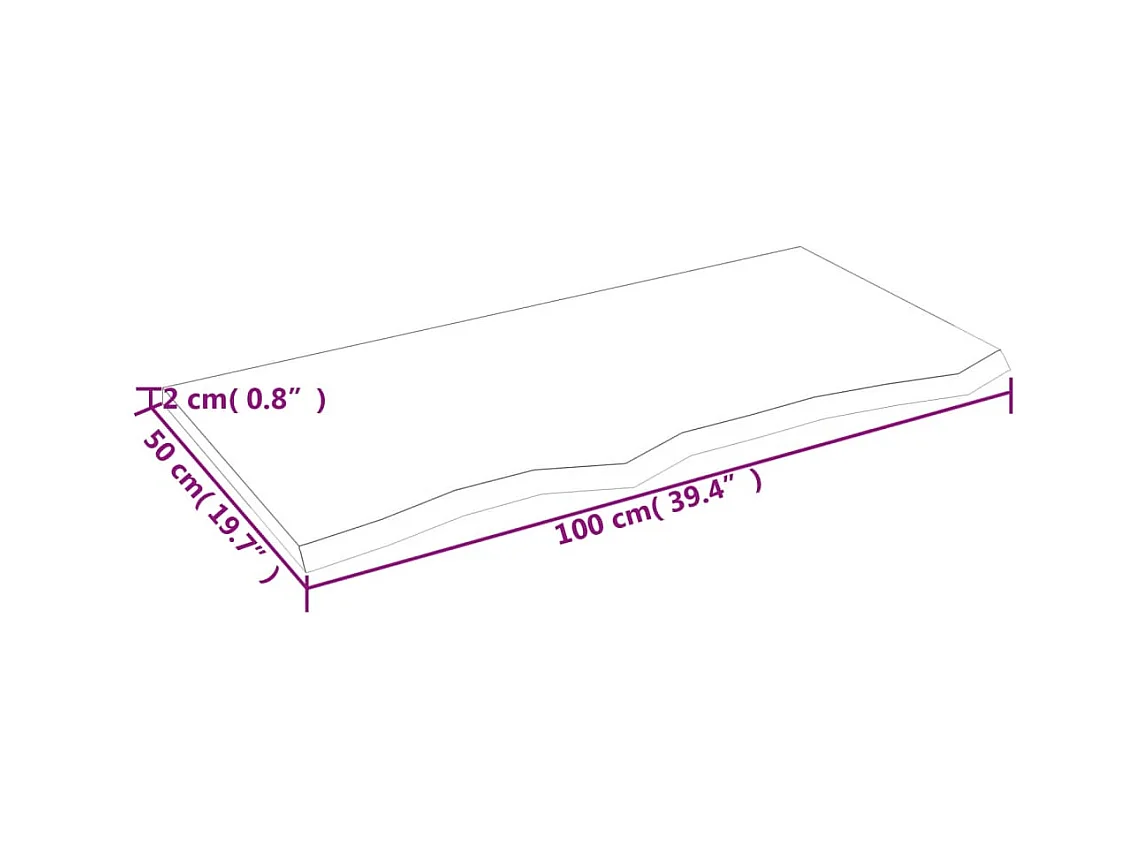 Étagère murale 100x50x2 cm bois de chêne massif non traité