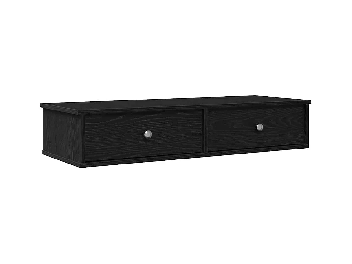 Étagère murale et tiroirs noir 100x37,5x19 cm bois d'ingénierie