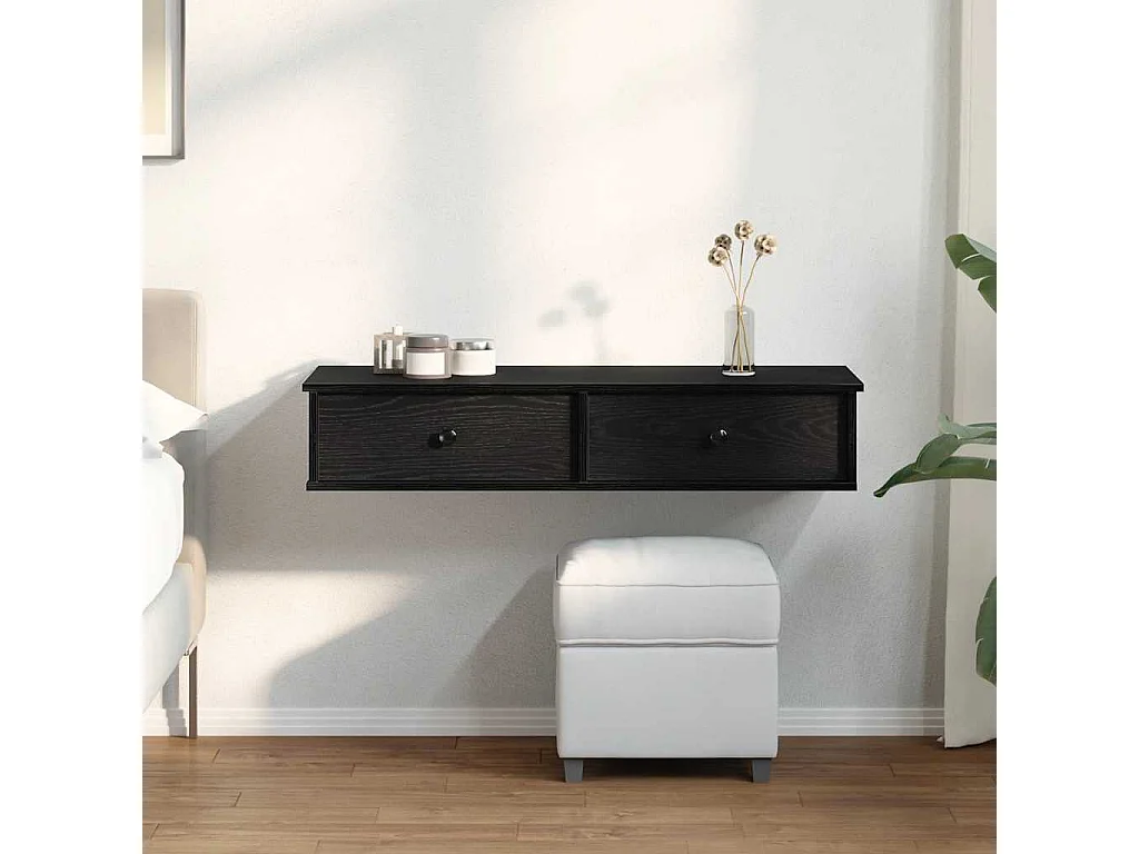 Étagère murale et tiroirs noir 100x37,5x19 cm bois d'ingénierie