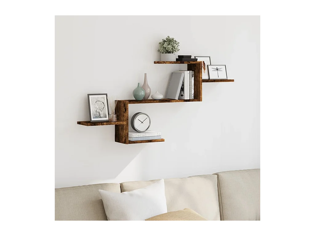 Gerookte eikenhouten wandplank 104x15x49 cm bewerkt hout