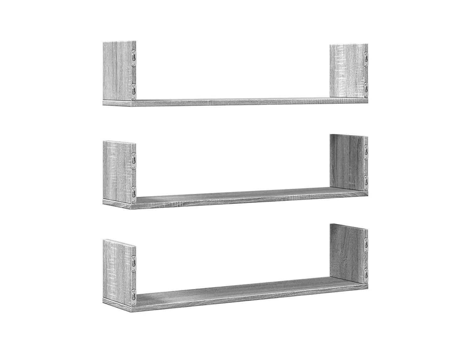 Wandplanken 3 stuks Sonoma grijs 80x18x18 cm bewerkt hout