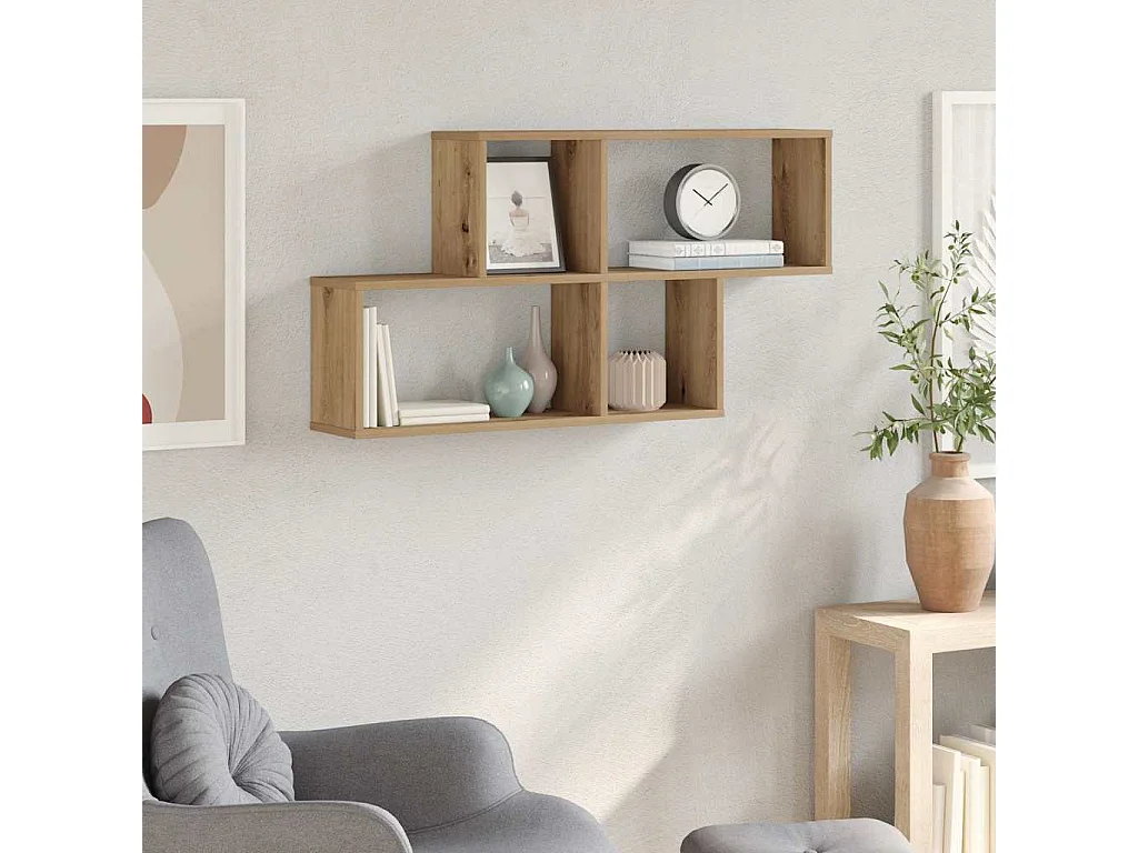 Mensola da parete in rovere realizzata a mano 100x18x53 cm in legno ingegnerizzato