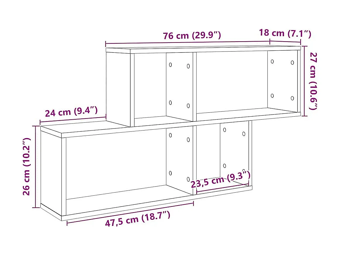 Mensola da parete in rovere realizzata a mano 100x18x53 cm in legno ingegnerizzato