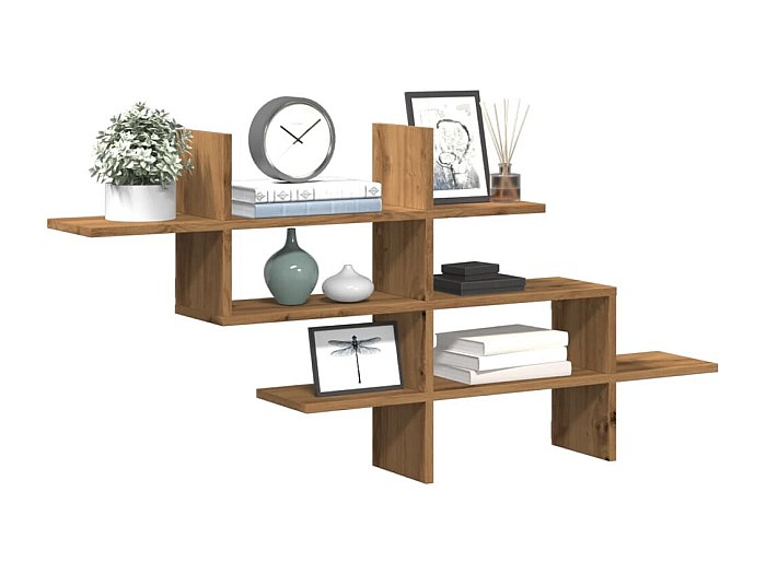vidaXL Wandschap 124,5x18x60,5 cm bewerkt hout gerookt eikenkleurig, wandplank, wandrekje, muurplank, wandrek, fotoplank, muur plank, zwevend wandrek