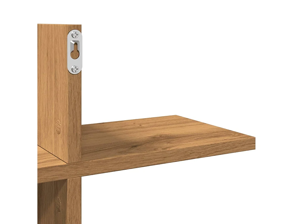 Estante de pared de roble hecho a mano 124,5x18x60,5 cm madera de ingeniería