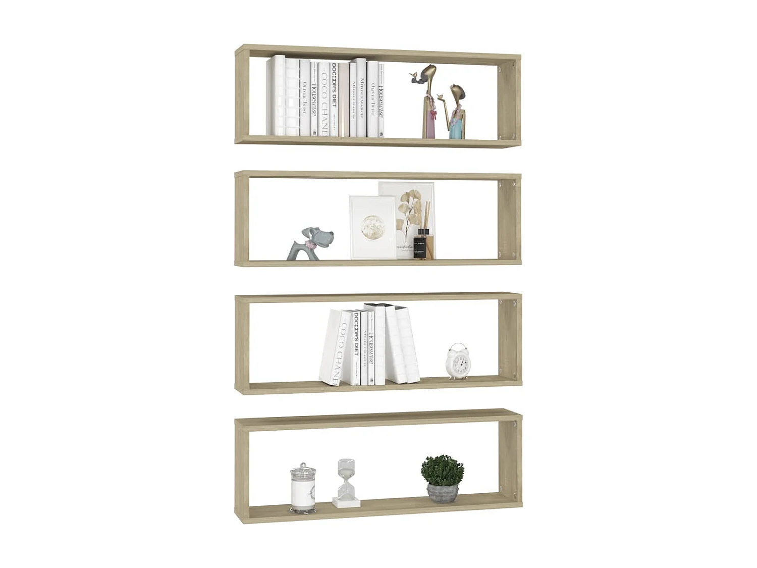 Étagères cube murales 4 pcs Chêne sonoma 80x15x26,5 cm