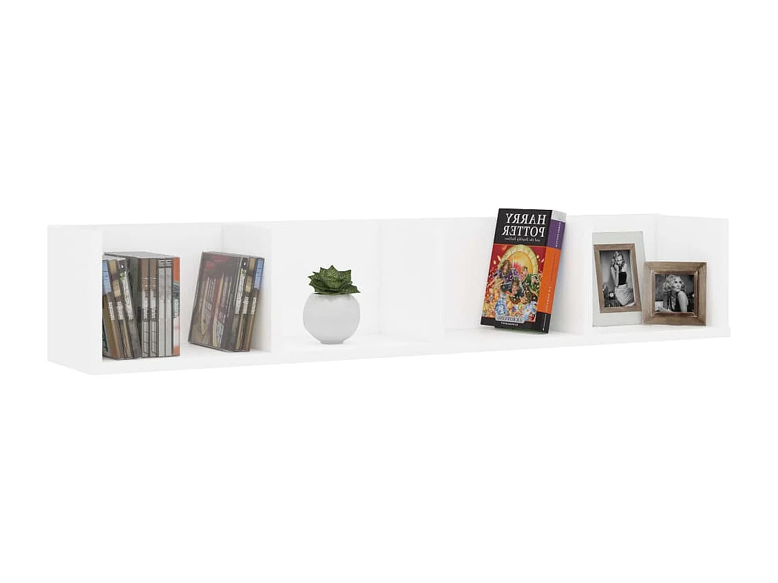 Étagère murale à CD Blanc 100x18x18 cm Bois d'ingénierie