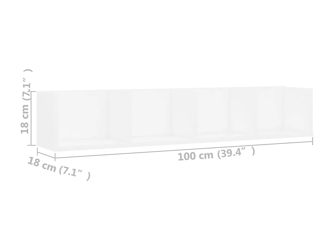 Étagère murale à CD Blanc 100x18x18 cm Bois d'ingénierie