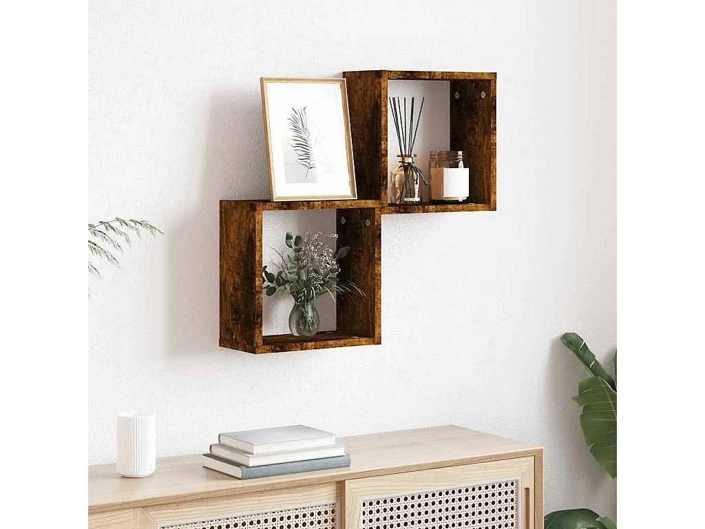 Étagères murales sous forme de cube 2 pcs chêne fumé 30x15x30cm