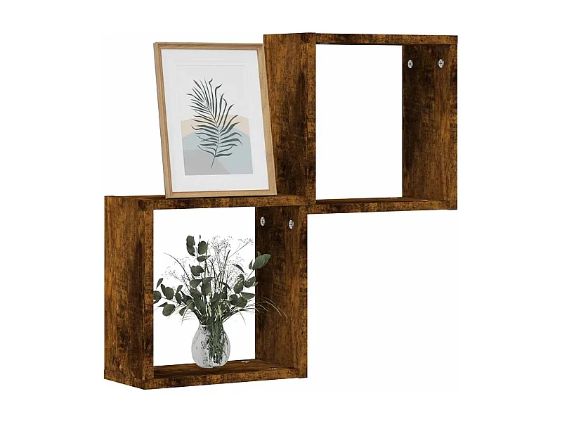 Étagères murales sous forme de cube 2 pcs chêne fumé 30x15x30cm