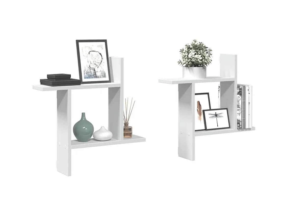 Mensole da parete 2 pezzi bianche 50x12x50 cm in legno ingegnerizzato