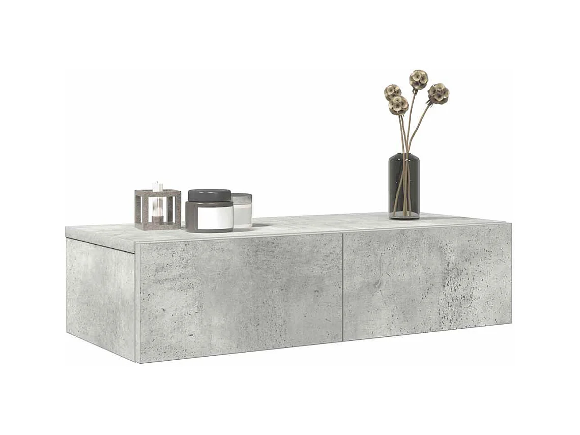 Étagère murale avec tiroirs gris béton bois d'ingénierie