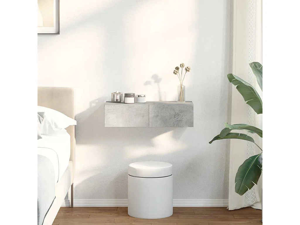 Étagère murale avec tiroirs gris béton bois d'ingénierie