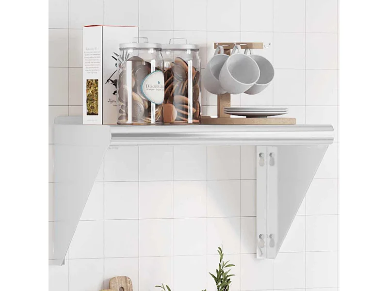 Mensola da parete 50x30x31 cm in acciaio inox argento