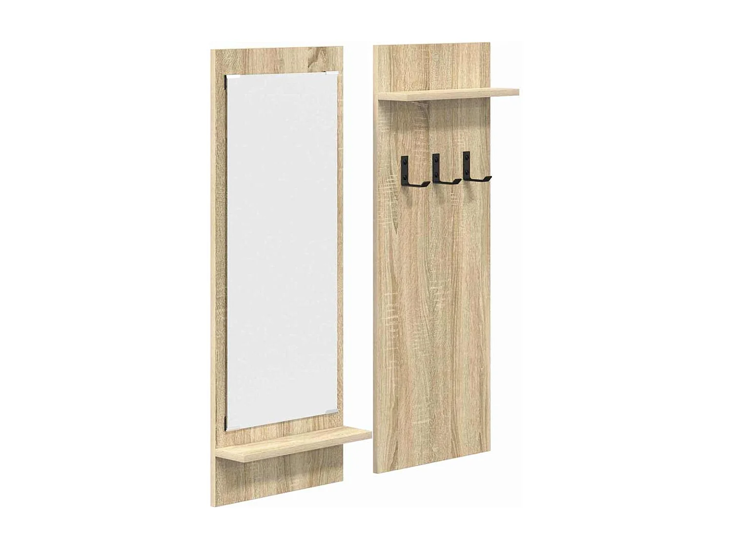 Porte-manteau mural avec étagère avec stockage avec miroir Chêne Sonoma 70 x 10 x 90 cm