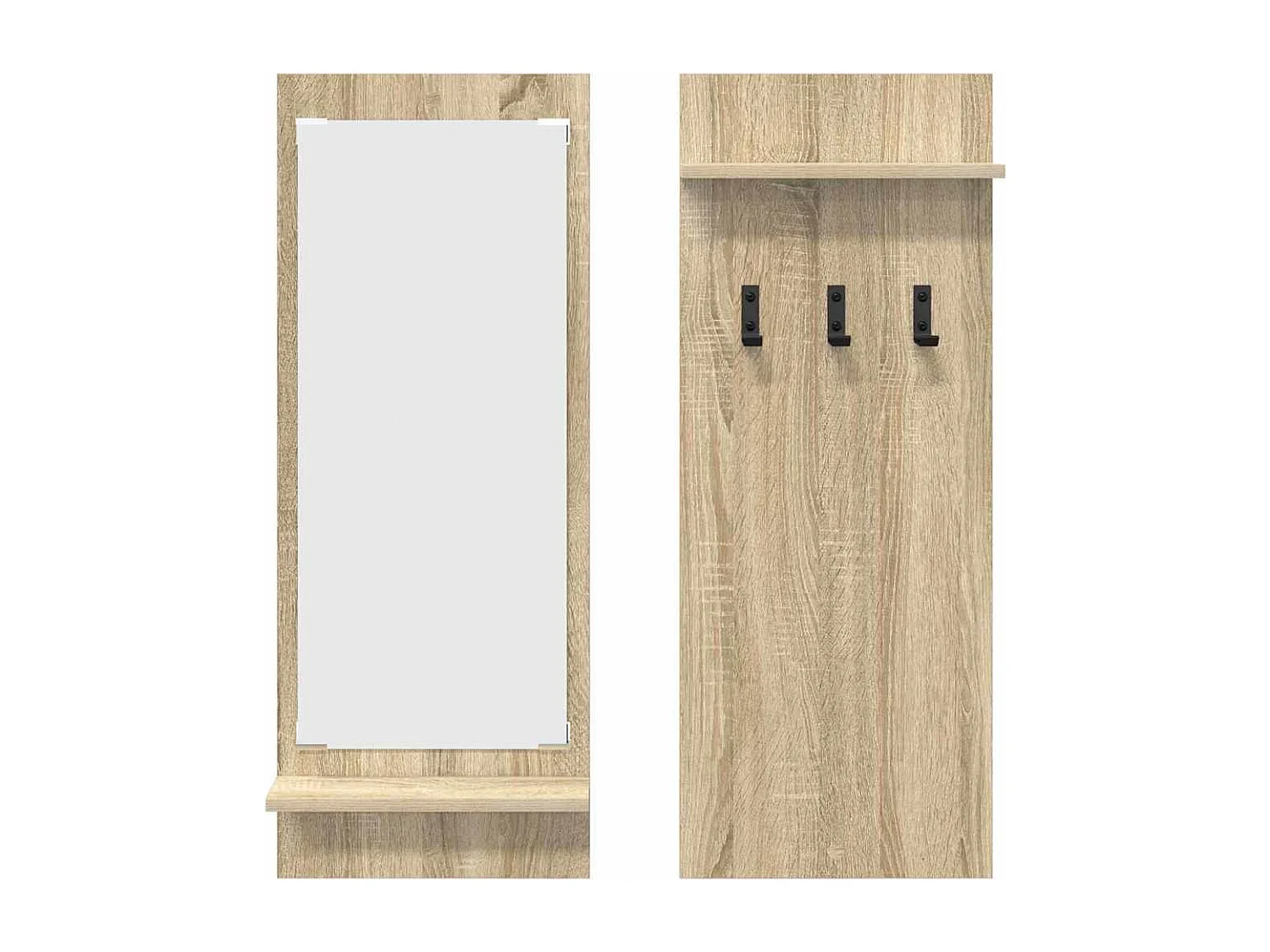 Porte-manteau mural avec étagère avec stockage avec miroir Chêne Sonoma 70 x 10 x 90 cm