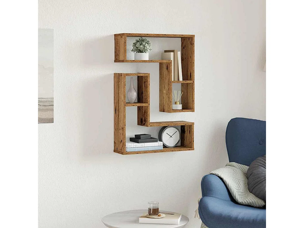 Mensole a cubo da parete 2 pezzi in legno vecchio 50x15x50 cm