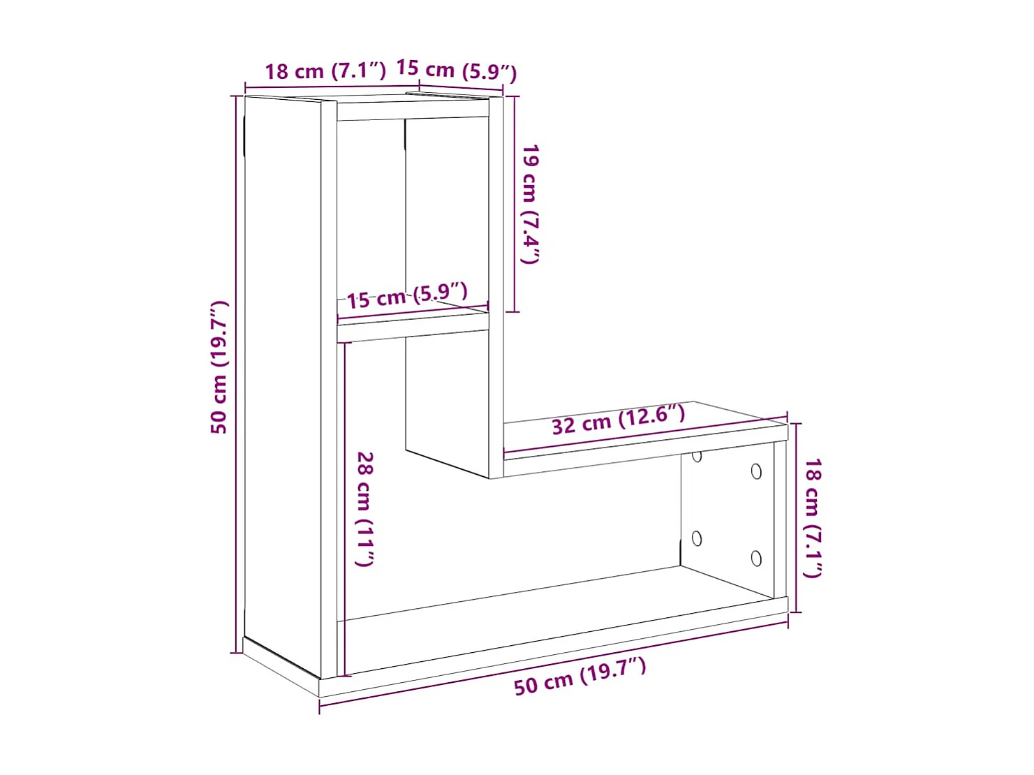 Mensole a cubo da parete 2 pezzi in legno vecchio 50x15x50 cm