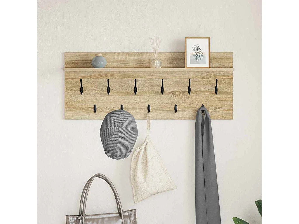 Porte-manteau mural avec étagère avec stockage Chêne sonoma 100 x 40 x 12 cm