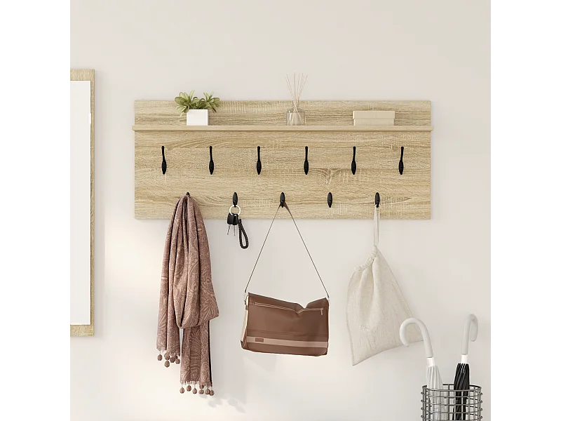 Porte-manteau mural avec étagère avec stockage Chêne sonoma 100 x 40 x 12 cm