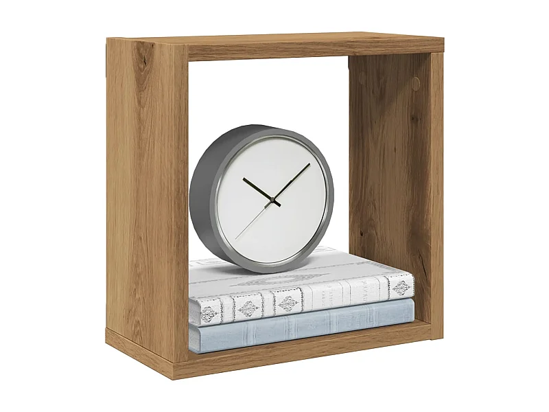 Mensole a cubo da parete a 4 pezzi, in rovere lavorato a mano, legno ingegnerizzato