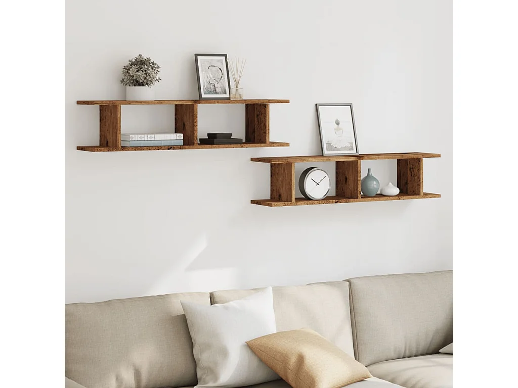 Étagères murales 2 pcs vieux bois 90x18x20 cm bois d'ingénierie