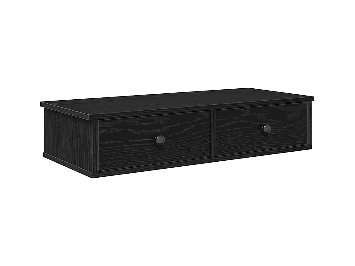 Mensola da parete con cassetti nera 80x31x17 cm in legno ingegnerizzato