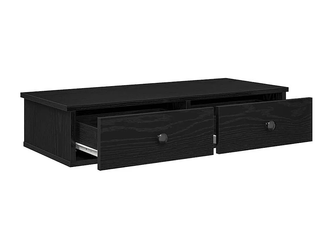 Mensola da parete con cassetti nera 80x31x17 cm in legno ingegnerizzato