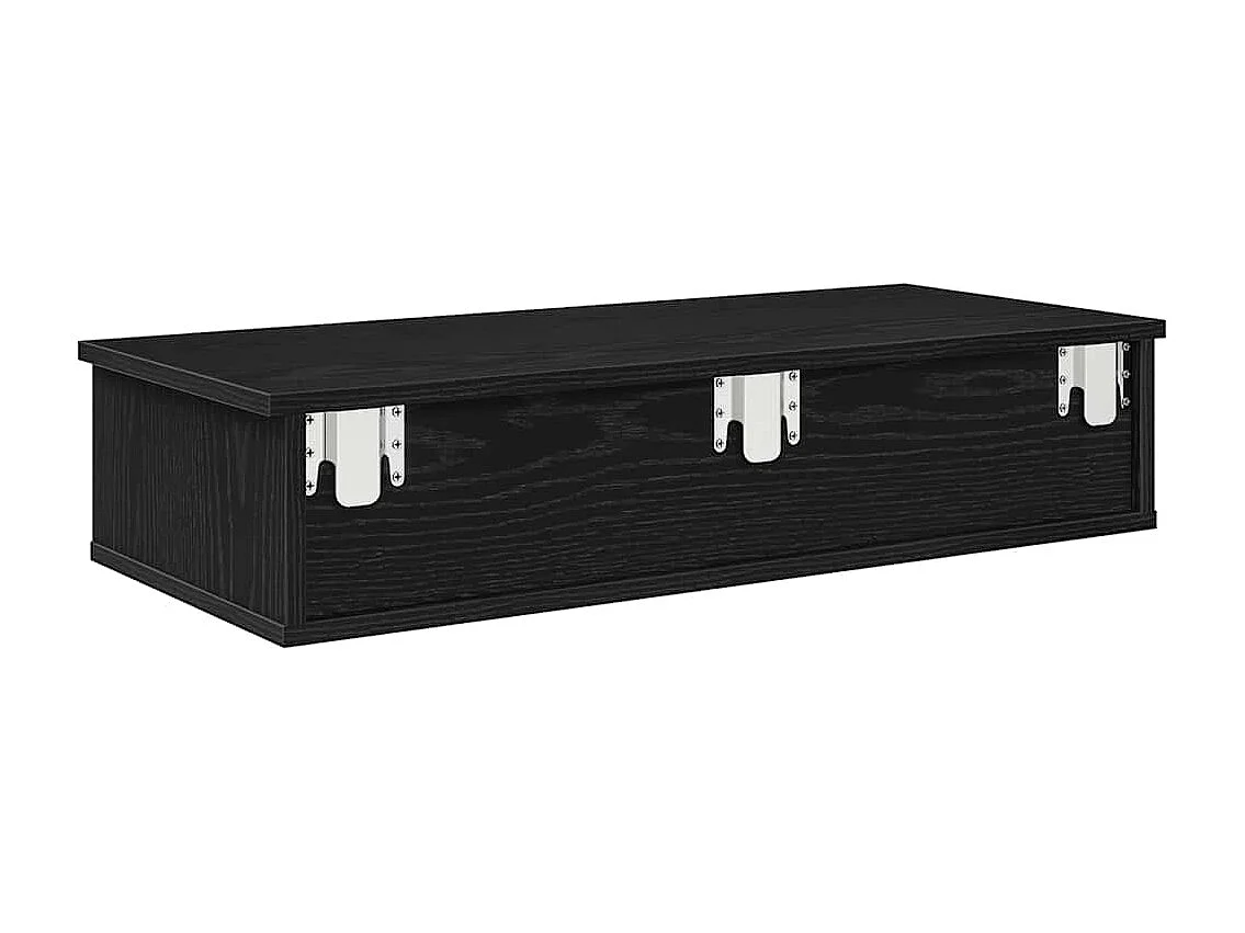 Étagère murale avec tiroirs noir 80x31x17 cm bois d'ingénierie