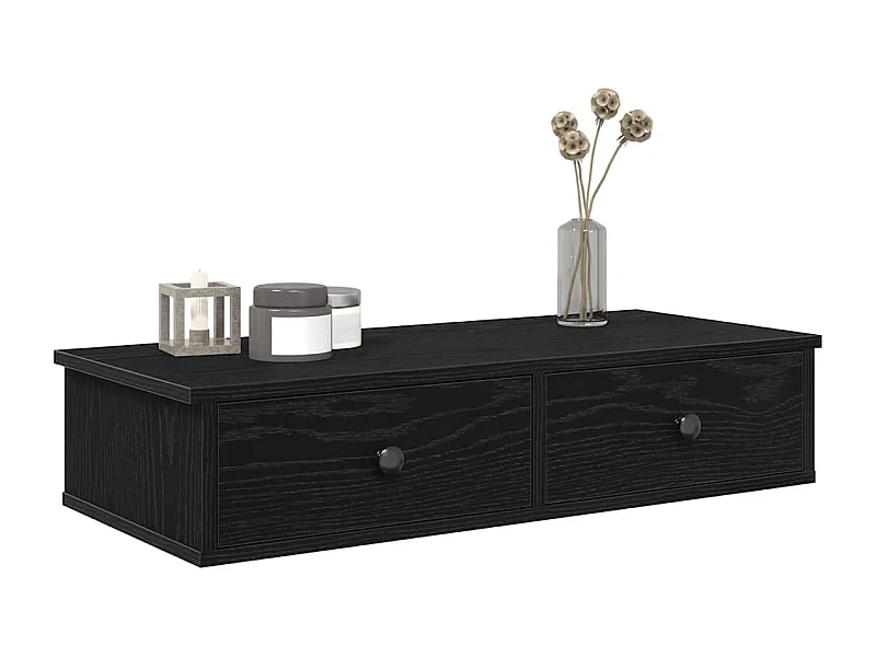 Étagère murale avec tiroirs noir 80x31x17 cm bois d'ingénierie