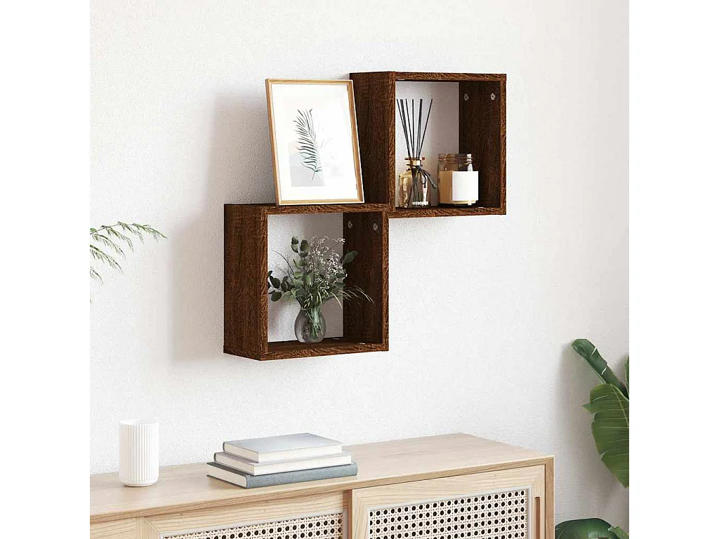 Étagères murales sous forme cube 2 pcs chêne marron 30x15x30cm