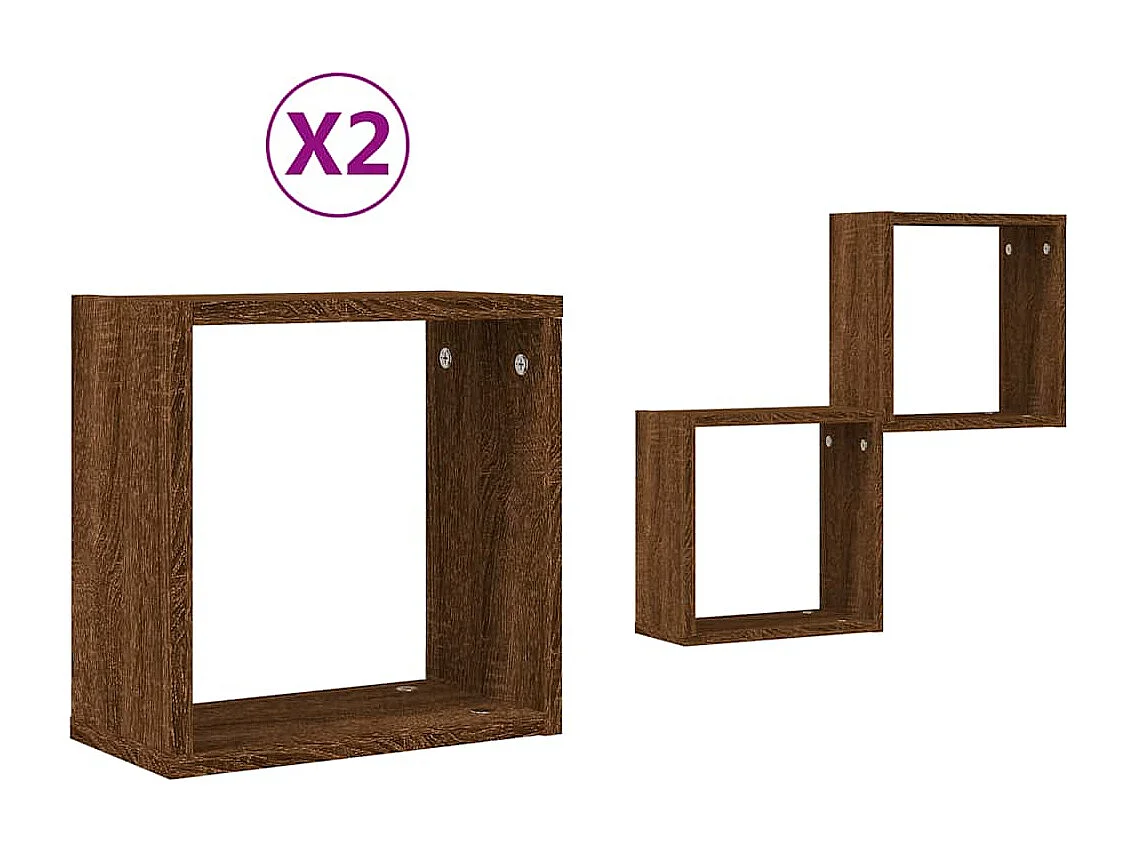 Étagères murales sous forme cube 2 pcs chêne marron 30x15x30cm